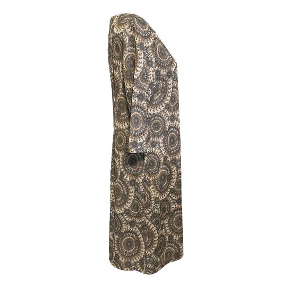 💖Nine West Women's Hypnotic Swirl Pattern Shift Dress - 3/4 Sleeve Size M - Picture 3 of 7